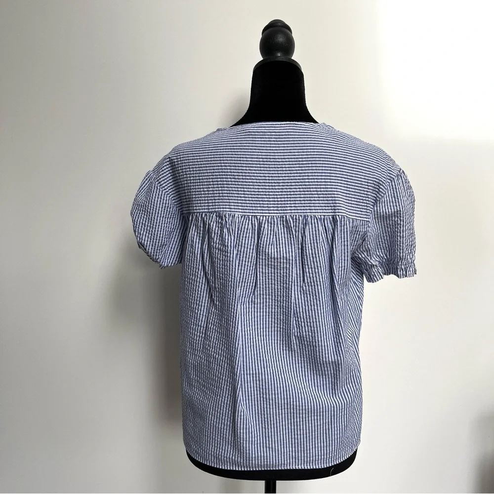 Zara basics, blue and white seersucker blouse, size XS.
